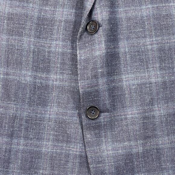 Pronto Uomo Platinum Blazer Jacket Mens 52R Blue Plaid Wool Single Breasted - Picture 5 of 16